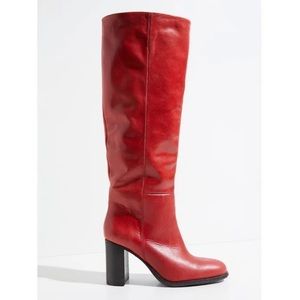 Free People Genuine Leather Tall Red Boots